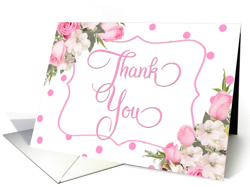 Pink Rose Bouquet Baby Shower Thank You card (1447256)