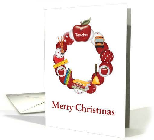 Elementary Teacher Christmas Ornament Wreath card (1659940)