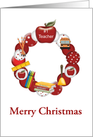 Elementary Teacher Christmas Ornament Wreath card