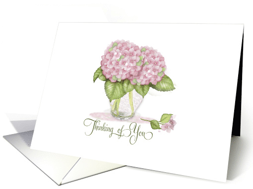 Pink Hydragea Watercolor Bouquet Thinking of You card (1662244)