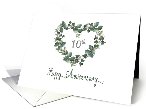 10th Wedding Anniversary Silvery Look Watercolor Flowers... (1662272)