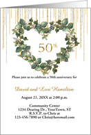 Gold and White Watercolor 50th Wedding Anniversary Invitation card