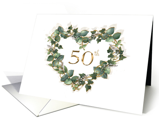 50th Wedding Anniversary Congratulations Heart Wreath card (1664116)