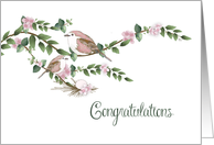 Soon to Arrive New Baby Girl Pink Birds and Blossoms Congratulations card