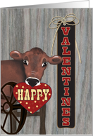 Western Cow Valentine’s Rope and Barn Sign card