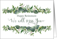 Happy Retirement We Will Miss You Watercolor Floral Bouquet card