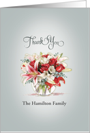 Sympathy Thank You Watercolor Rose Lily Floral Bouquet card