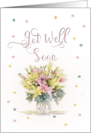 Pink and Yellow Lily Get Well Soon Hand Painted Script card