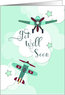 Child Get Well Soon Toy Airplanes and Clouds card