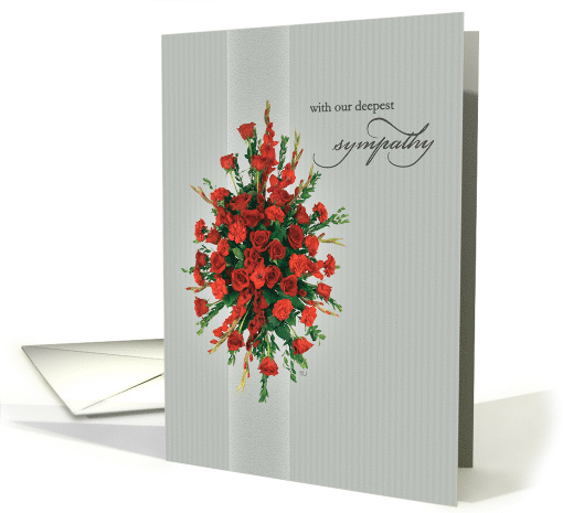 Red Rose GladiolusFloral Bouquet With Deepest Sympathy card (1673080)
