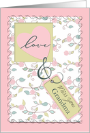 Love and Miss You Grandma Pink Hand Painted Flowers Swirls card