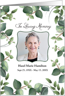 In Loving Memory Sympathy Memorial Eucalyptus Watercolor Custom Photo card