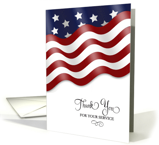 Military Thank You For Service Waving Flag Stars card (1674144)