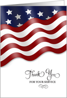 Military Thank You For Service Waving Flag Stars card