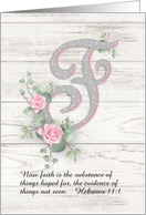 Faith Pink Roses Bouquets Personalized Scripture Whitewashed Barnwood card