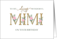 Mimi Birthday Pink Roses Floral Always Gold card