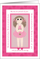 Gymnast Recital Chevron in Pink Proud of You card