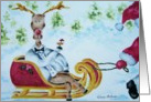Reindeer Sleighride Christmas Card