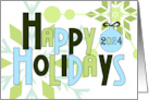 2024 Green and Blue Custom Happy Holidays Word Art card