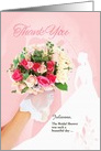 Bridal Shower Custom Thank You with Pink Rose Bouquet and Bride card