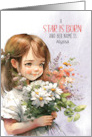 Congratulations A Star is Born Young Girl with Daisy Bouquet card
