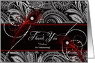 Custom Thank You Volunteer Black and Red Peacock Paisley card