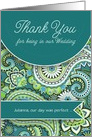 Custom Wedding Thank You Shades of Green Paisley card