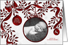 Christmastime Baby Birth Announcement Red and White Photo card