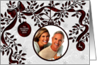 Ornament Holiday Photo Card in Red and White with Snowflakes card