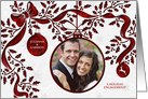 Holiday Engagment Photo Announcement Red and White card