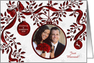 Just Married Holiday Season Photo Announcement Red and White card