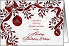 Christmastime Birthday Party Invitation Red and White card