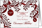 Christmas Wedding Invitation Snowflakes and Red Ribbon card