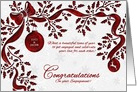 Holiday Engagement Congratulations in Red & White card