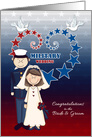 Military Wedding Congratulations Bride and Groom Stars and Stripes card