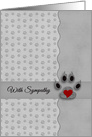 Pet Sympathy in Silver and Black Paw Prints and Heart card