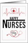 Nurses Day in Red White and Black Heart and Stethoscope card