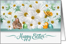 Easter White Daisy Garden with Bunny and Easter Eggs card