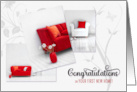 1st New Home Congratulations in Modern Red and White card
