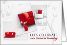 Housewarming Party Invitations Home in Red and White card