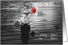 Valentine’s Day Squirrel with Carnation Black and White card