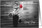 Missing You Squirrel with Carnation Black and White card