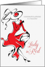Congratulations to a Lady in Red Line Art Illustration card