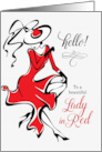 Hello to a Beautiful Lady in Red Blank Inside card