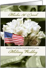 Military Wedding Invitation - White Roses in Sage Green card