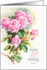75th Birthday Vintage Rose Garden with Custom Name card