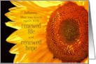 Cancer Get Well Sunflower with Sentimental Message and Name card