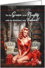 For Husband on Christmas Sexy Woman Naughty Retro Pin Up Girl card