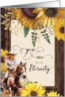 You Plus Me Love Sunflower Western Cowgirl card