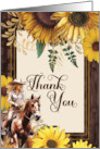 Thank You Sunflower Western Cowgirl with Horse Blank card